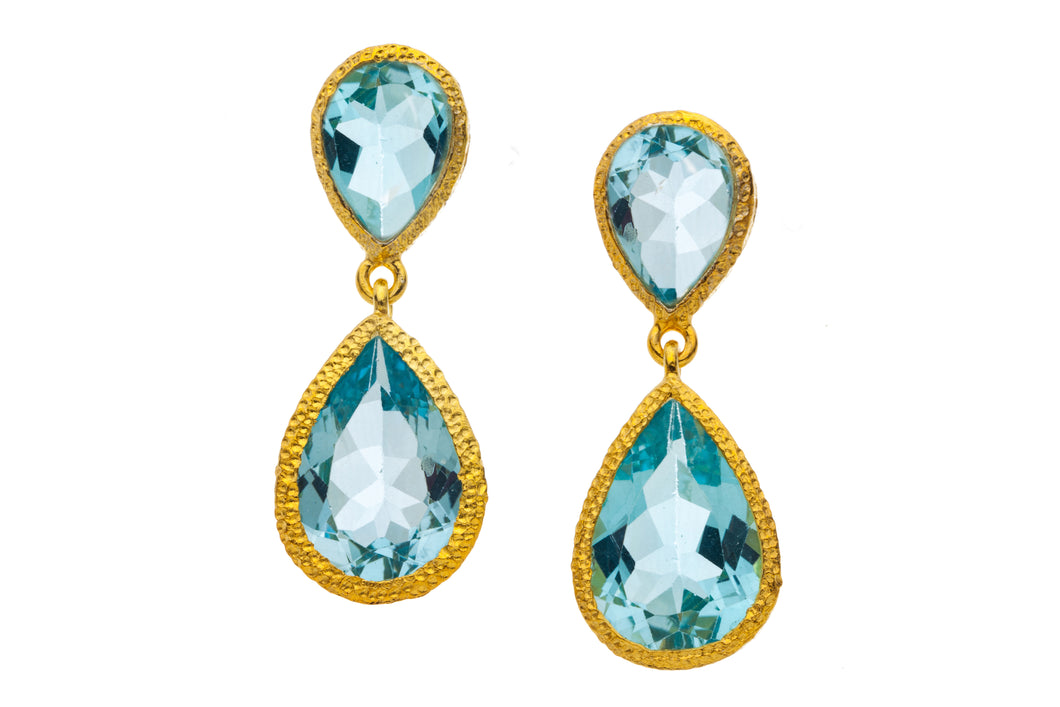 Blue Topaz Post Earrings in 24kt gold vermeil E263-BT