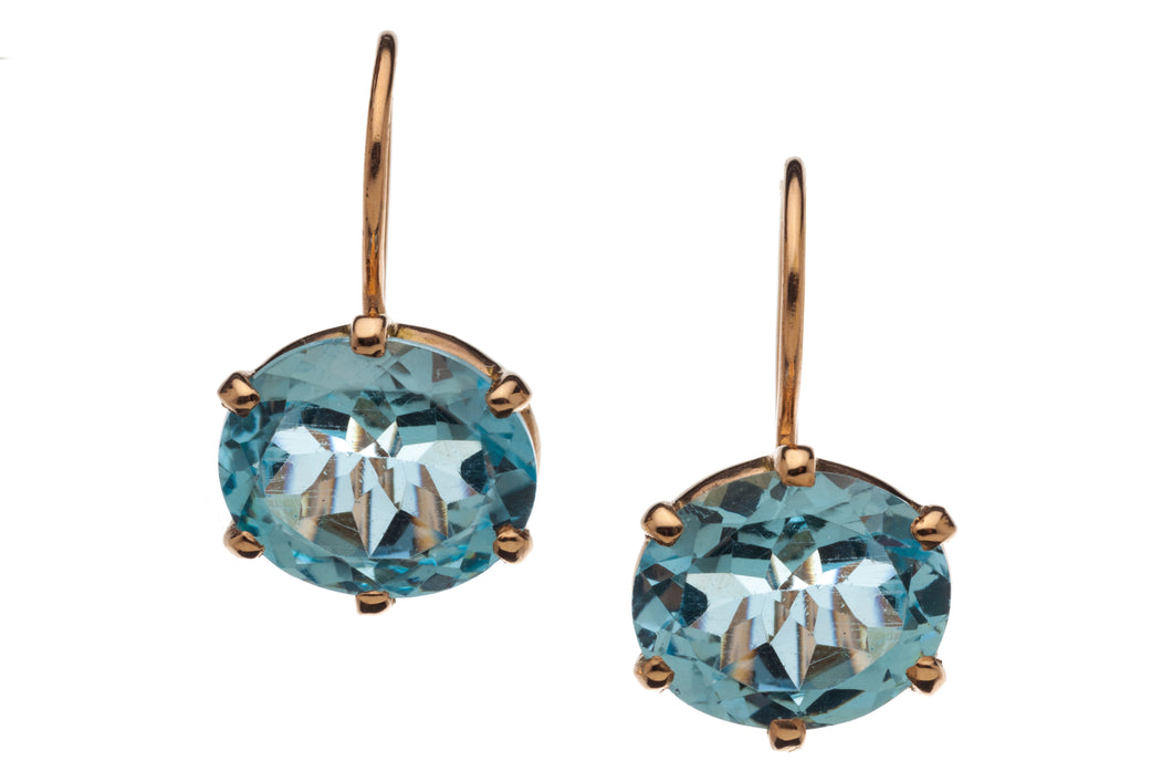 Blue Topaz Drop Earrings in genuine 14kt Rose Gold - GDE536