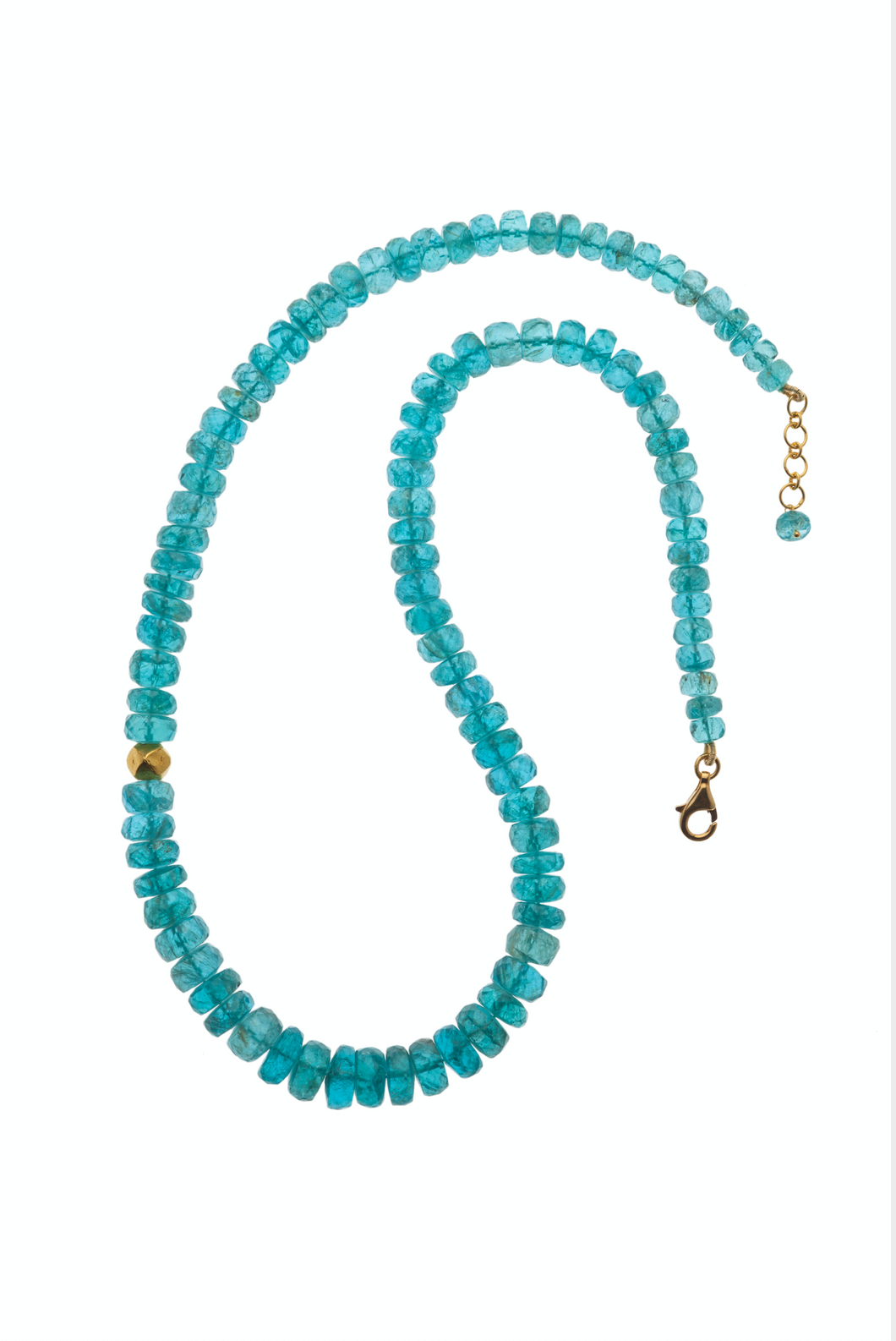 Apatite Beaded Gemstone Necklace in 18kt Gold N002-A