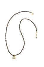 Load image into Gallery viewer, Labradorite faceted gemstone necklace with handmade pendant of Chalcedony set in 24kt gold vermeil NF188-LC
