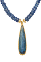 Load image into Gallery viewer, Blue Kyanite Necklace with Blue Kyanite Pendant in 24kt gold vermeil NF276-K