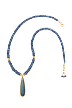 Load image into Gallery viewer, Blue Kyanite Necklace with Blue Kyanite Pendant in 24kt gold vermeil NF276-K

