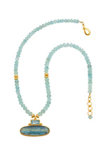 Load image into Gallery viewer, ONE OF A KIND Aqua Marine Necklace with Blue Topaz and Kyanite Pendant set in 24kt gold vermeil NF277-AM-BT