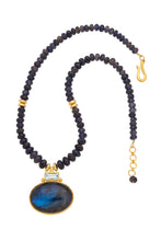 Load image into Gallery viewer, ONE OF A KIND Iolite Necklace with Blue Topaz and Labradorite Pendant set in 24kt gold vermeil NF281-IBTL