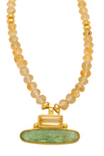 Load image into Gallery viewer, ONE OF A KIND Citrine Necklace with Green Kyanite and Citrine Pendant set in 24kt gold vermeil NF290