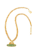 Load image into Gallery viewer, ONE OF A KIND Citrine Necklace with Green Kyanite and Citrine Pendant set in 24kt gold vermeil NF290