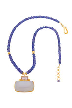 Load image into Gallery viewer, ONE OF A KIND Tanzanite Necklace with Rose Amethyst and Chalcedony Pendant set in 24kt gold vermeil NF292-Tanz