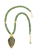 Load image into Gallery viewer, ONE OF A KIND Green Kyanite Necklace with Peridot and Labradorite Pendant set in 24kt gold vermeil  NF301-GKPL
