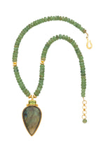 Load image into Gallery viewer, ONE OF A KIND Green Kyanite Necklace with Peridot and Labradorite Pendant set in 24kt gold vermeil NF301-GKPL