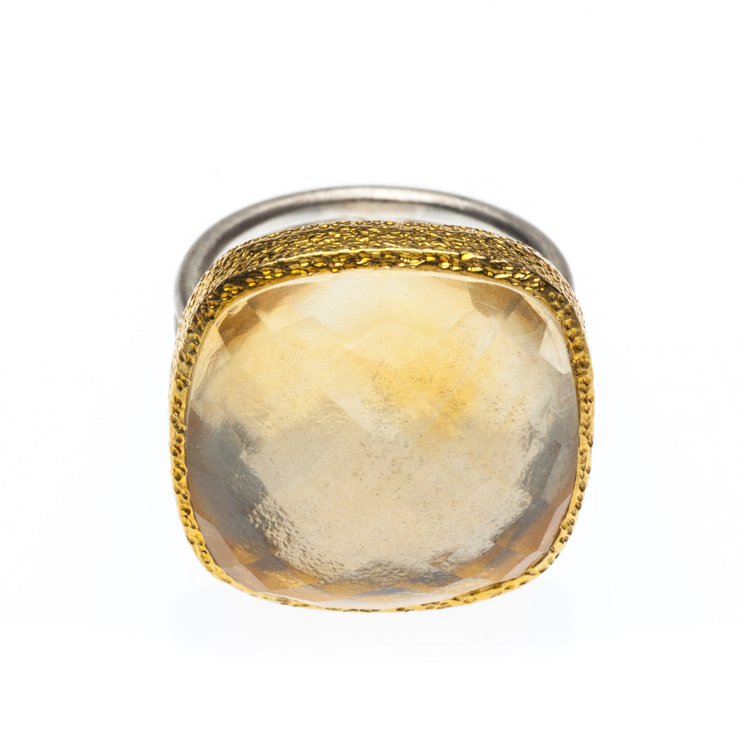 Citrine Gemstone Ring in 24kt gold vermeil with a sterling silver ring R407-Ci