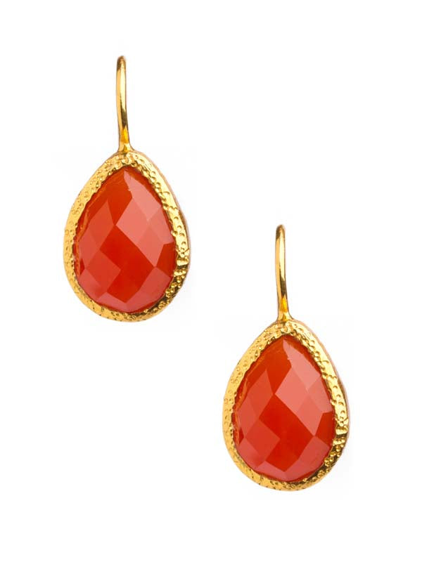 Carnelian Drop Earrings set in 24kt Gold Vermeil E009-Ca