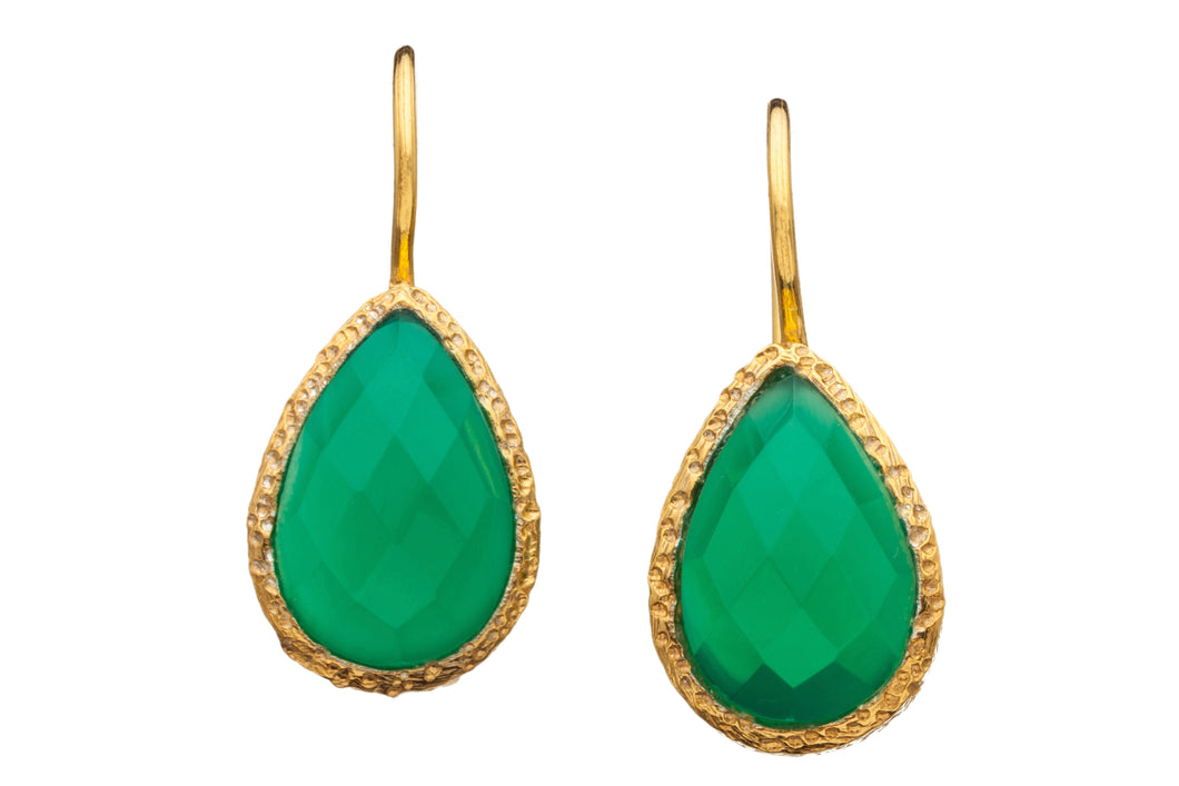 Green Onyx Drop Earrings in 24kt gold vermeil E009-GO