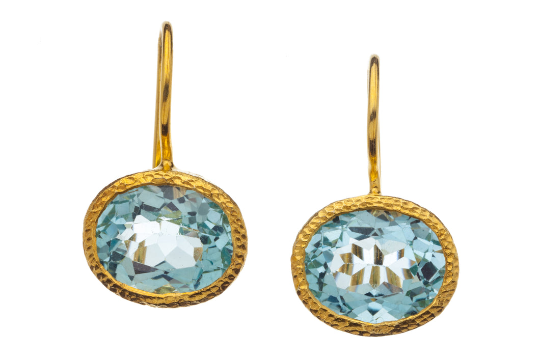 Blue Topaz Drop Earrings in 24kt gold vermeil E014-BT