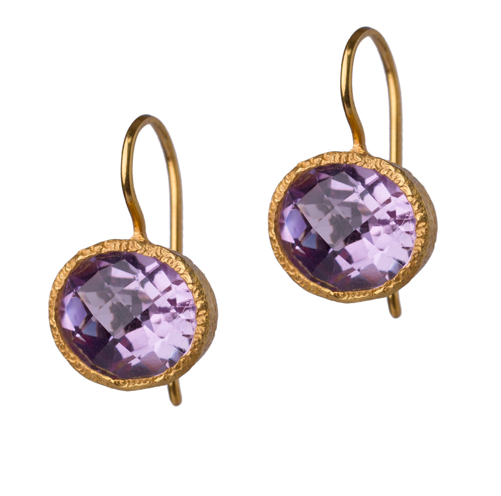 Rose Quartz Drop Earrings in 24kt gold vermeil E014-RQ