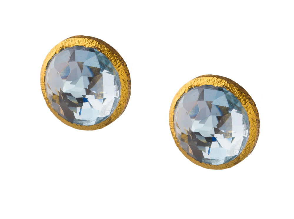 Blue Topaz Post Earrings in 24kt Gold Vermeil E023-B