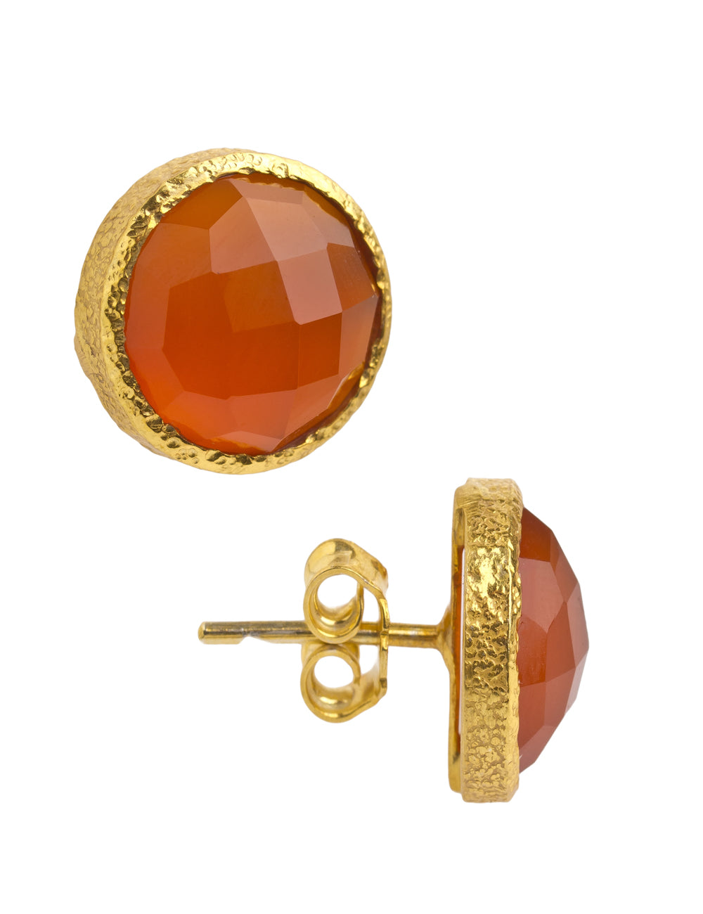 Red Carnelian Post Earrings in Gold Vermeil E023-C-Carnelian