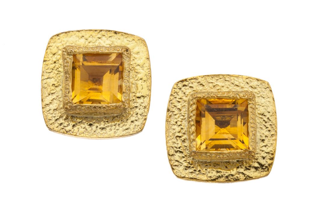 Citrine Post Earrings in 24kt gold vermeil E027-C