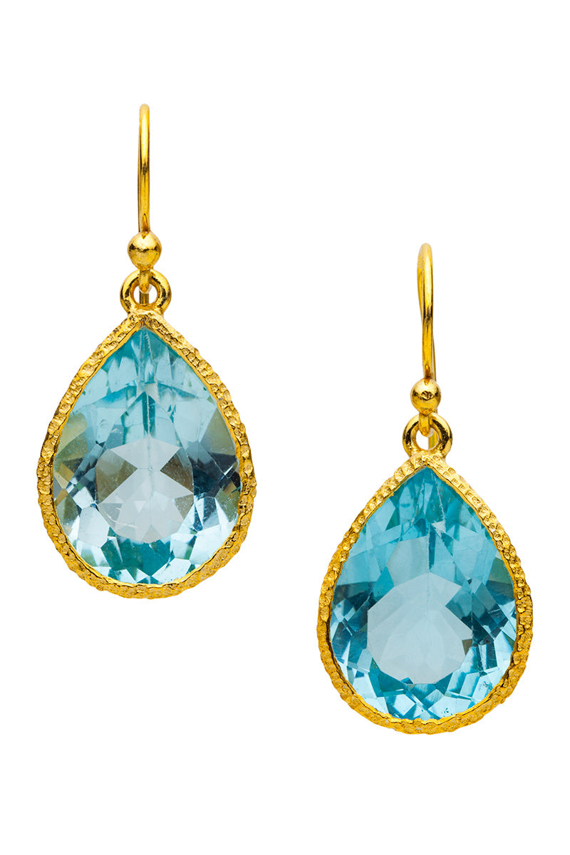 Blue Topaz Drop Earrings in 24kt Gold Vermeil E032-BT