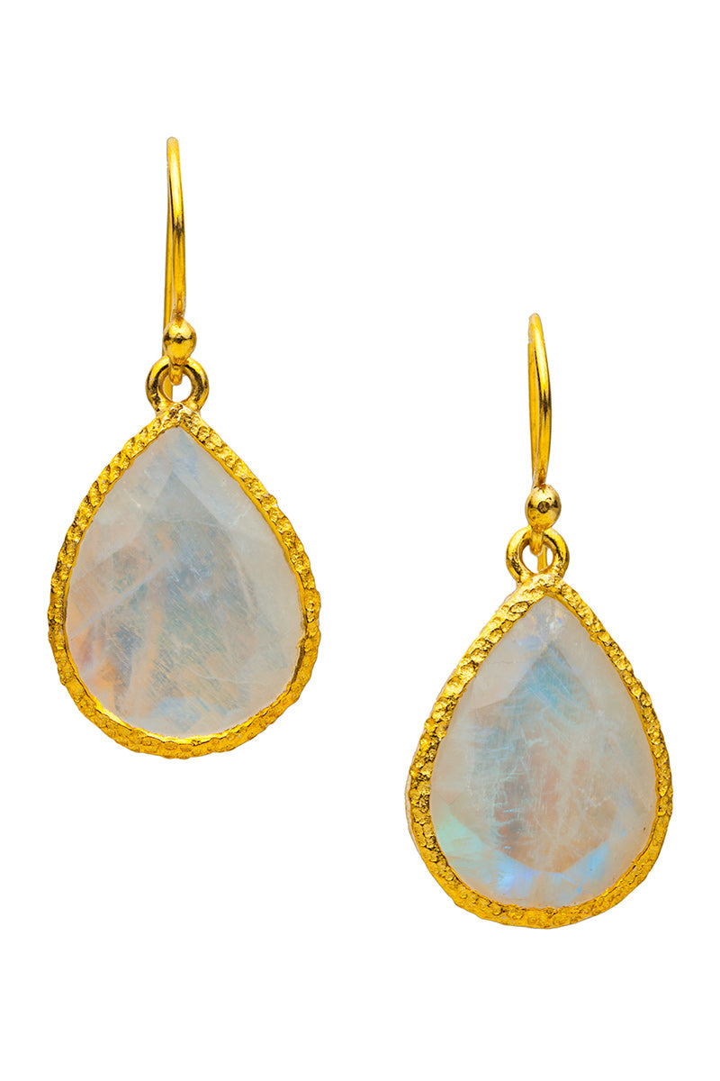 Luminous Moonstone Drop Earrings in 24kt Gold Vermeil E032-M