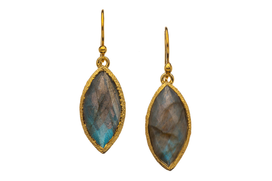 Labrodorite Marquise Drop Earrings in 24kt gold vermeil E034-L