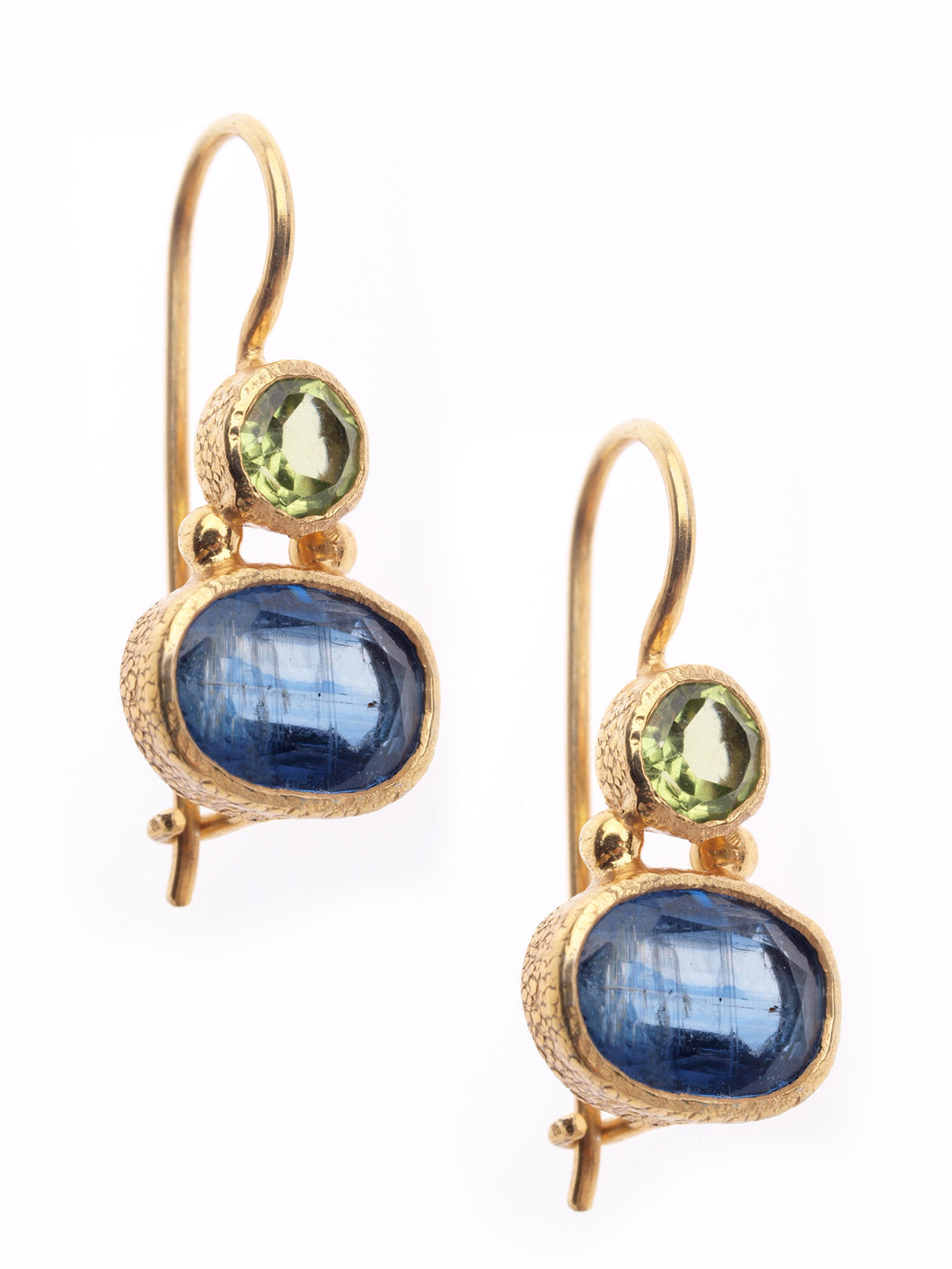 Peridot and Iolite Drop Earrings in 24kt gold vermeil E219-PI
