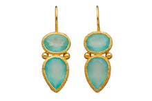 Load image into Gallery viewer, Chalcedony Gemstone Drop Earrings in 24kt gold vermeil E261-C
