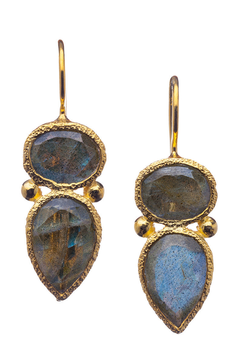 Chalcedony fashion gemstone gold dangle earrings