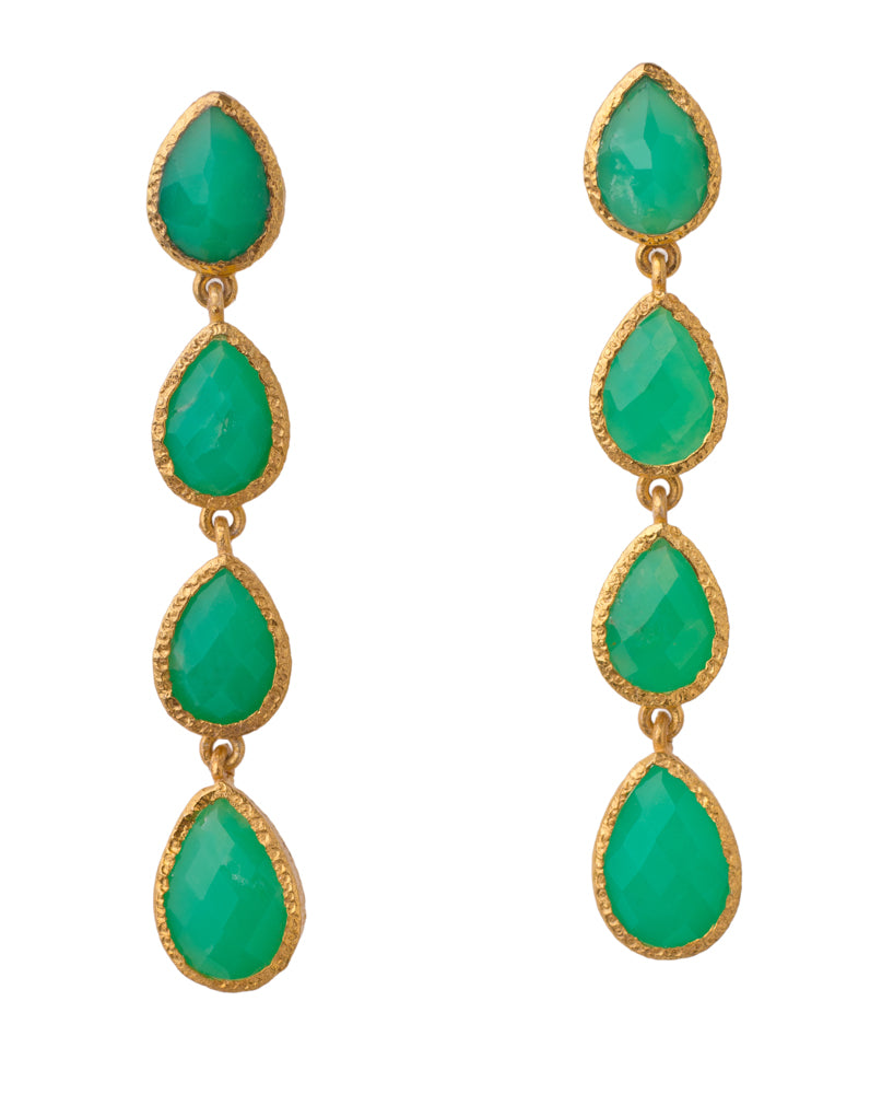Green Onyx Drop Earrings in 24kt gold vermeil E404-GO