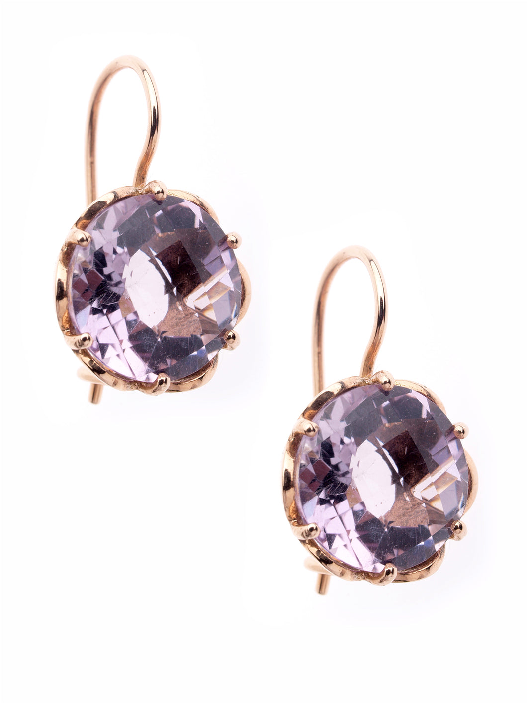 GOLD EARRINGS Rose Amethyst Gemstone Drop Earrings in 14kt Rose Gold GDE501-A-Gld
