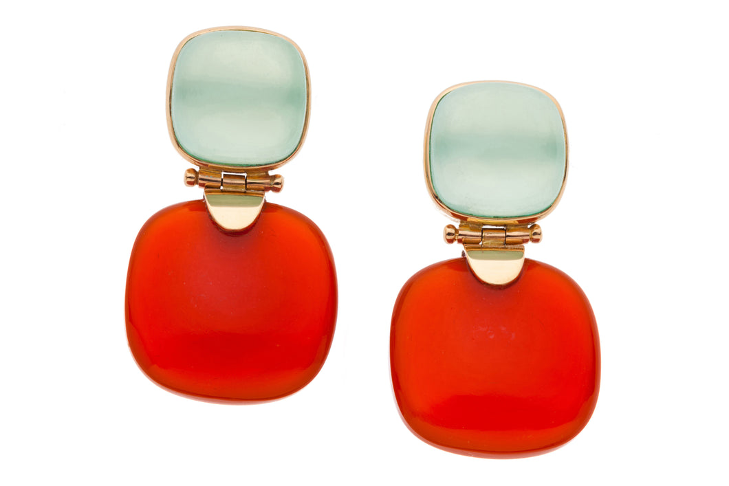Chalcedony and Carnelian Post Earrings in genuine 14kt Rose Gold GDE516-CC