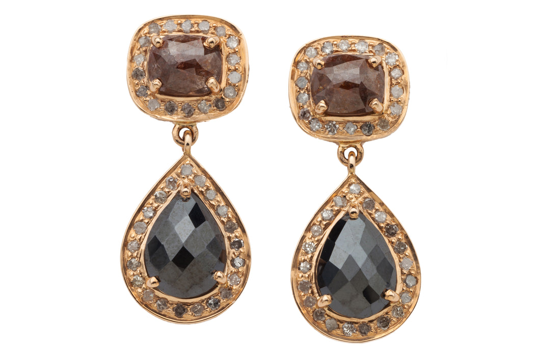 ONE OF A KIND DIAMOND Post Dangling Earrings in 14kt Rose Gold GDE525