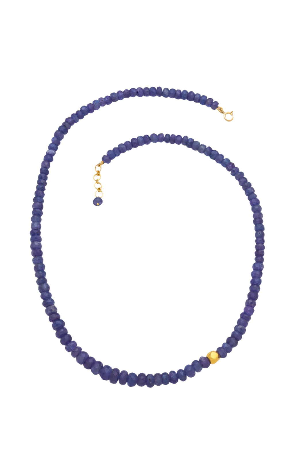 Tanzanite Beaded Faceted Gemstone 18kt Gold Necklace N002-T