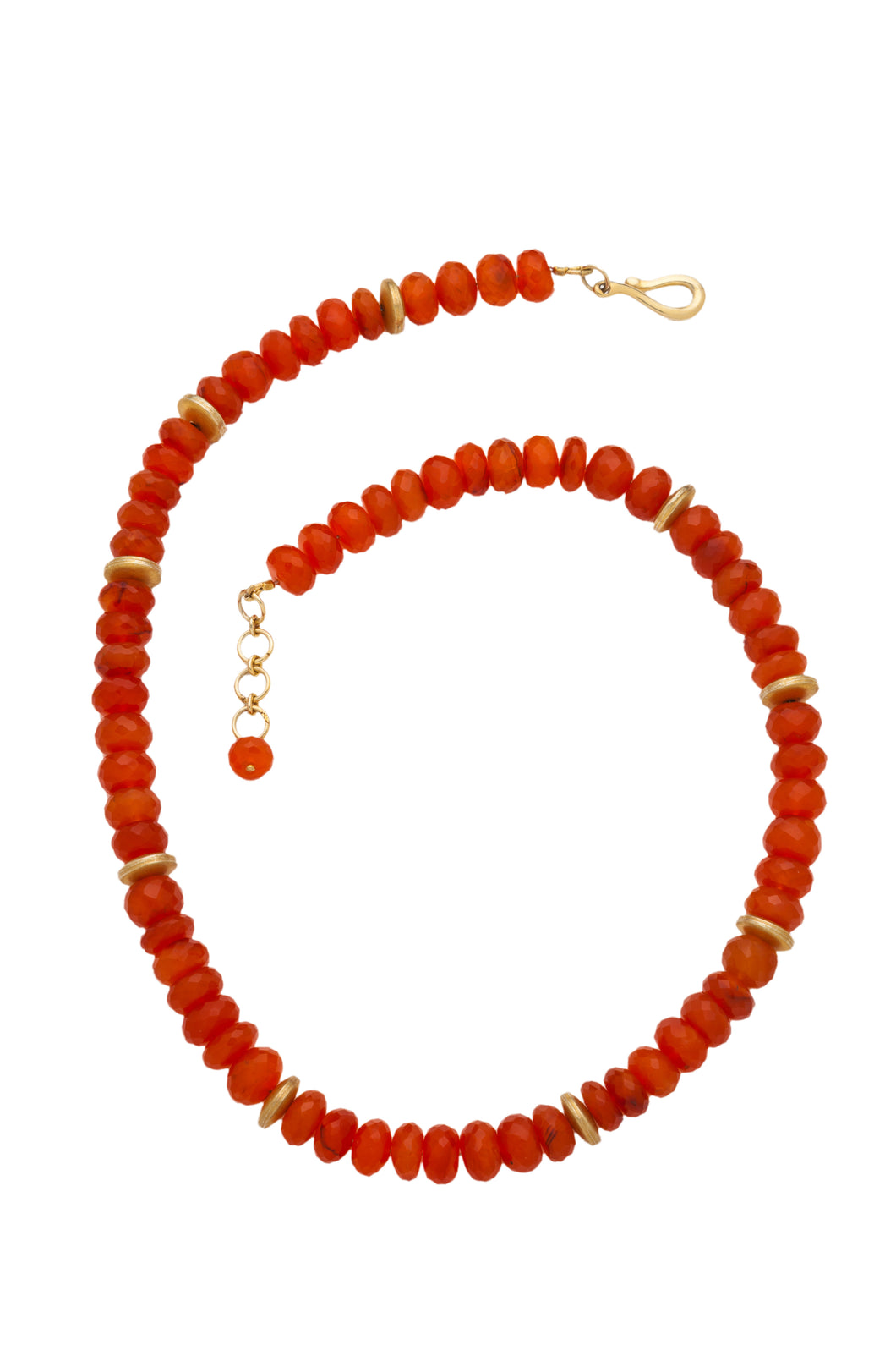 Bright red Carnelian chunky necklace in 24kt gold vermeil N006-C