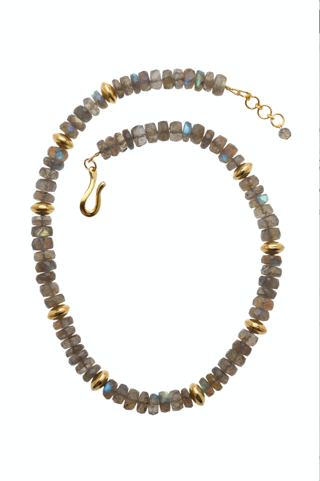 Labradorite Chunky Gemstone Necklace in 24kt gold vermeil  N006-L