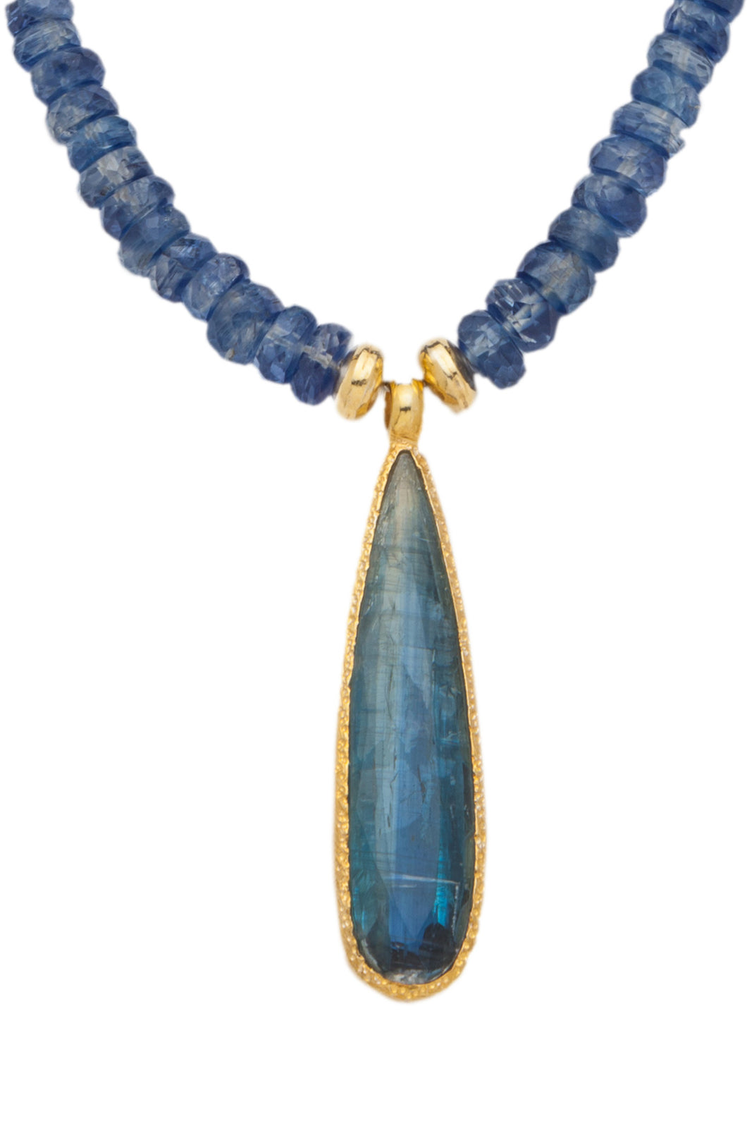 Blue Kyanite Necklace with Blue Kyanite Pendant in 24kt gold vermeil NF276-K