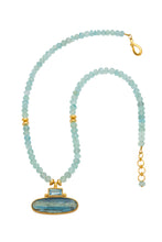 Load image into Gallery viewer, ONE OF A KIND Aqua Marine Necklace with Blue Topaz and Kyanite Pendant set in 24kt gold vermeil NF277-AM-BT
