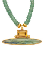Load image into Gallery viewer, ONE OF A KIND Green Kyanite Necklace with Citrine and Green Kyanite Pendant set in 24kt gold vermeil NF280

