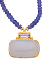 Load image into Gallery viewer, ONE OF A KIND Tanzanite Necklace with Rose Amethyst and Chalcedony Pendant set in 24kt gold vermeil  NF292-Tanz
