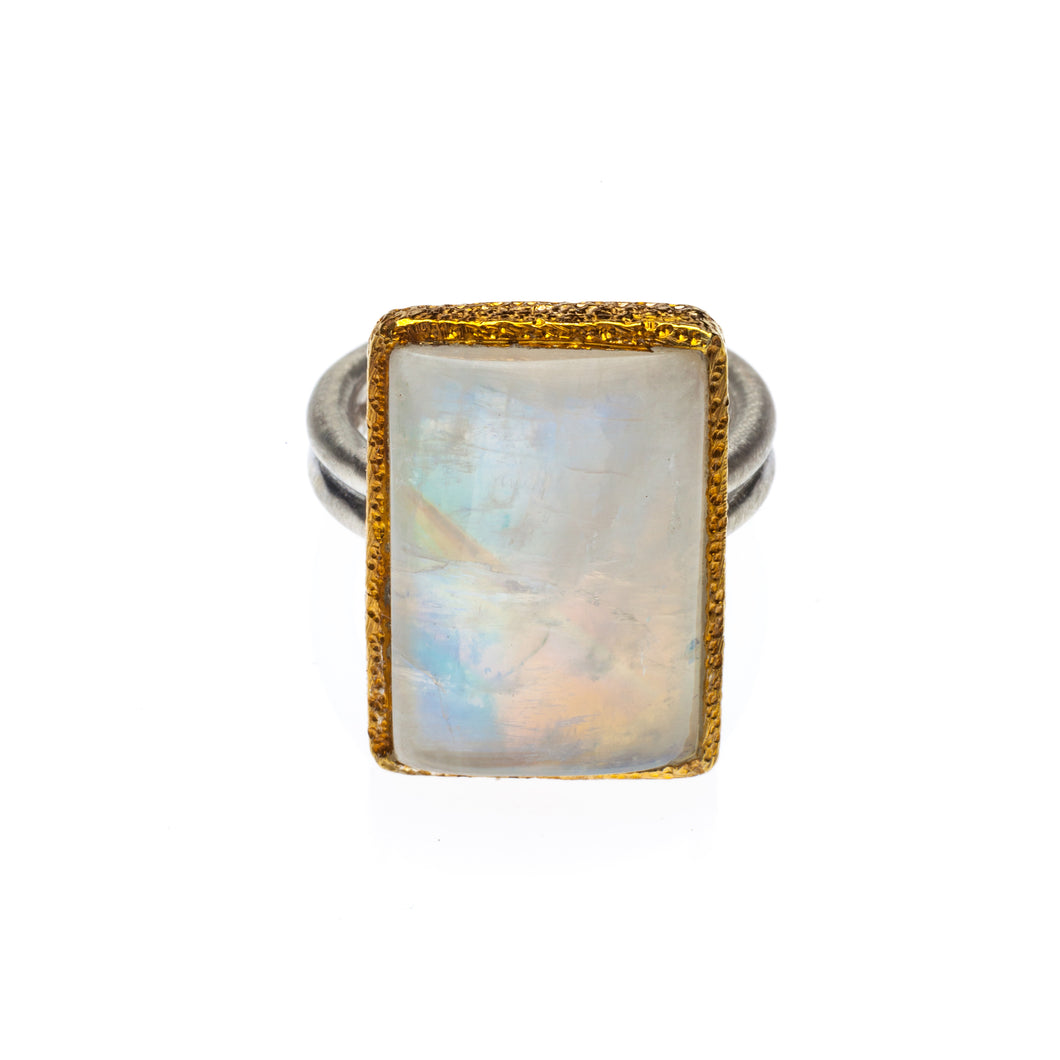 Moonstone Ring set in a 24kt gold vermeil with a sterling silver ring R417-M